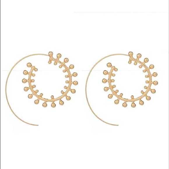 Boho Bohemian Gold Spiral Earrings Threader Hoops 15$